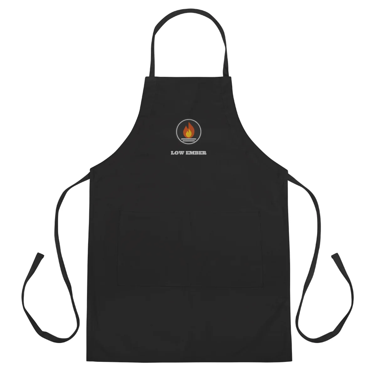 Embroidered Apron, Black, front
