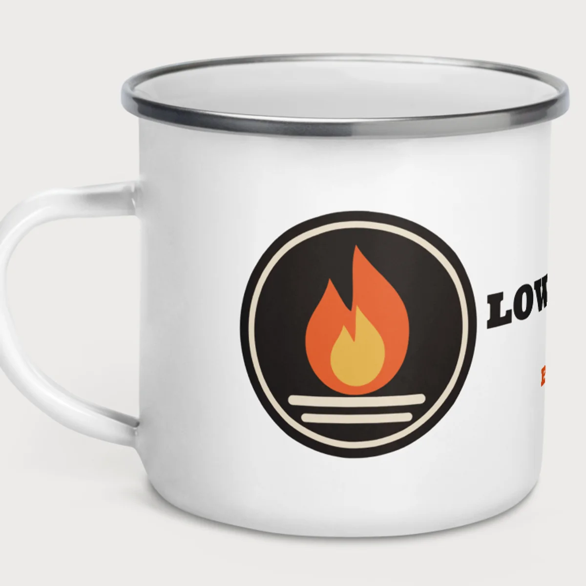 Close up of the Enamel Camp Mug design