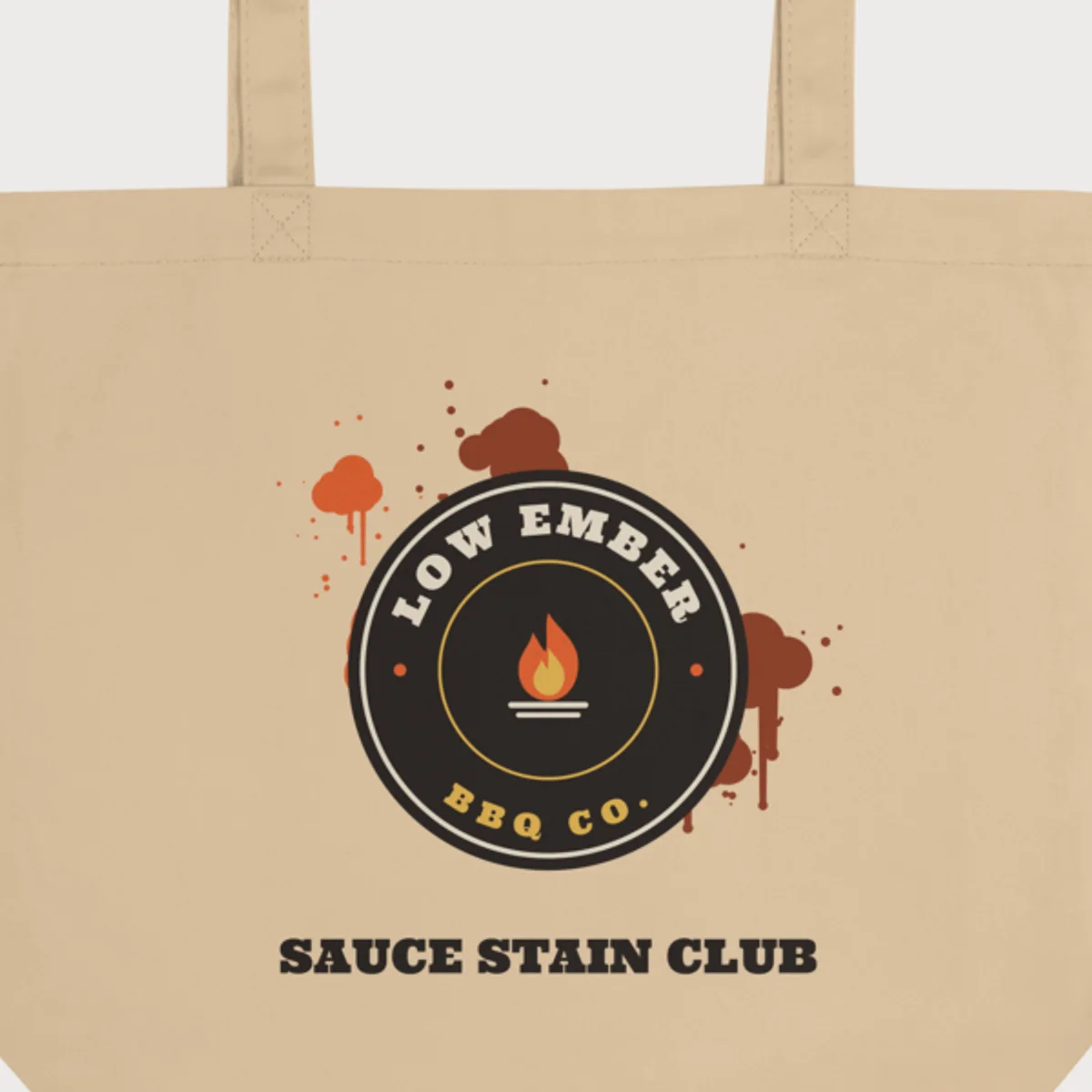 Close up of the Sauce Stain Tote design