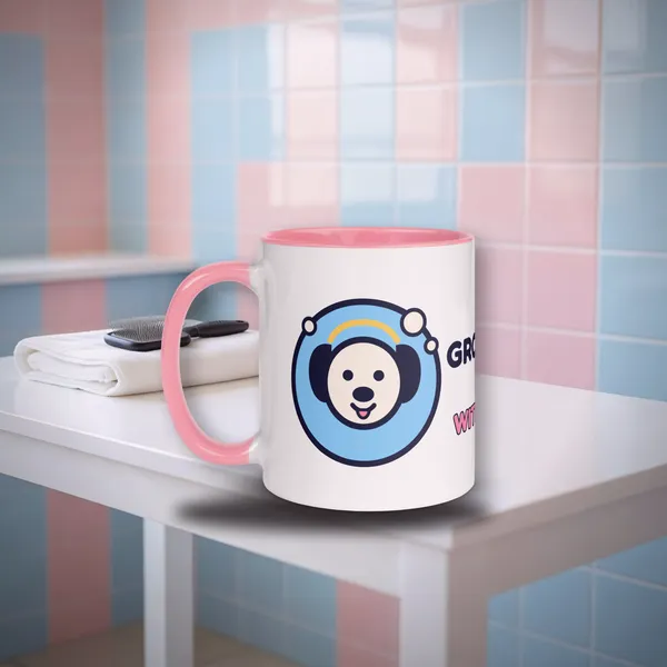 Groomed With Love Mug in a styled photo