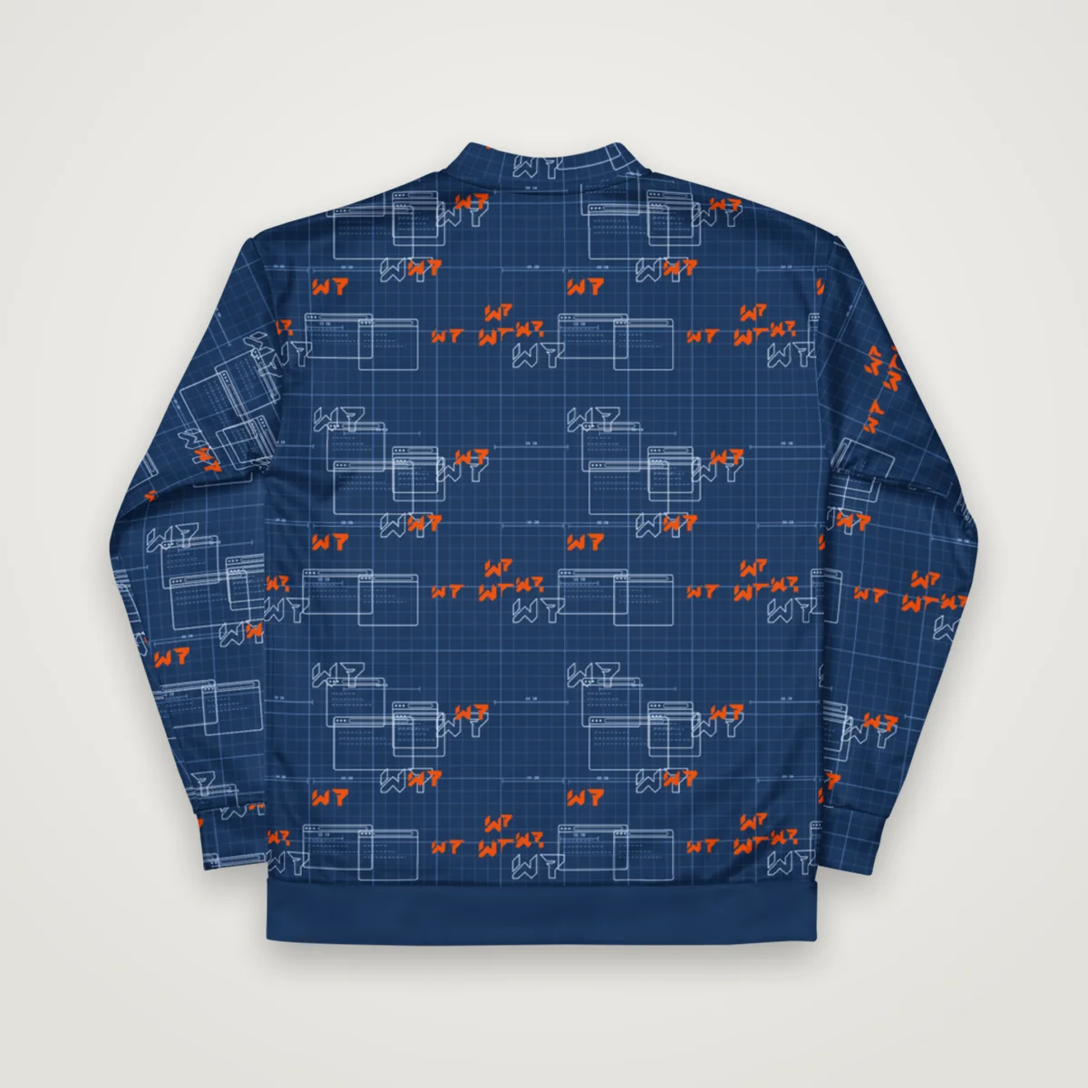 Blueprint Bomber Jacket, White, back