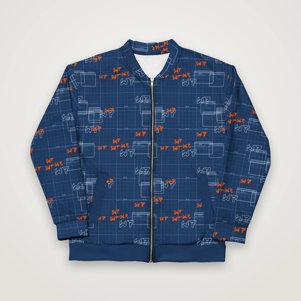 Blueprint Bomber Jacket, White, front