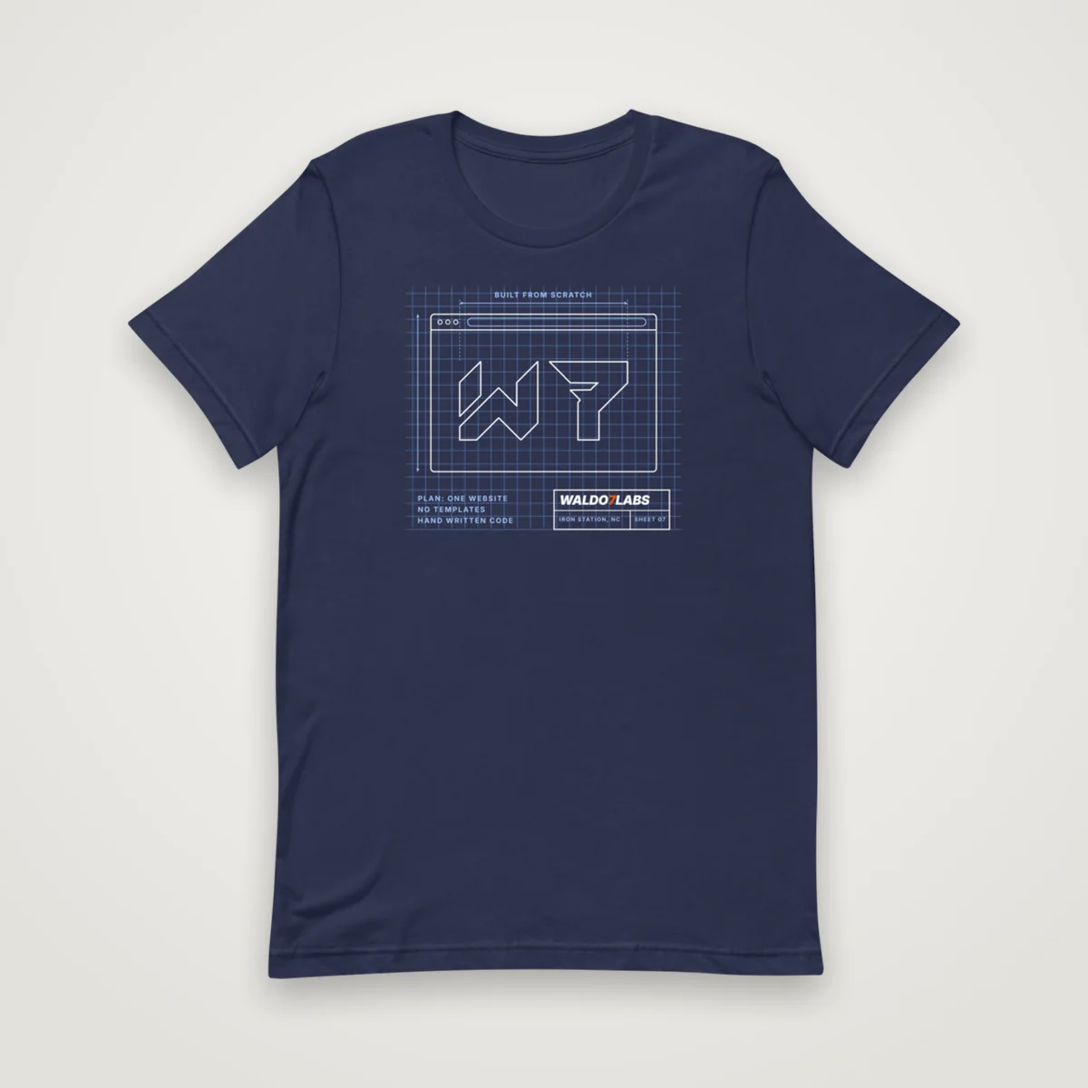 Blueprint Tee, Navy, front