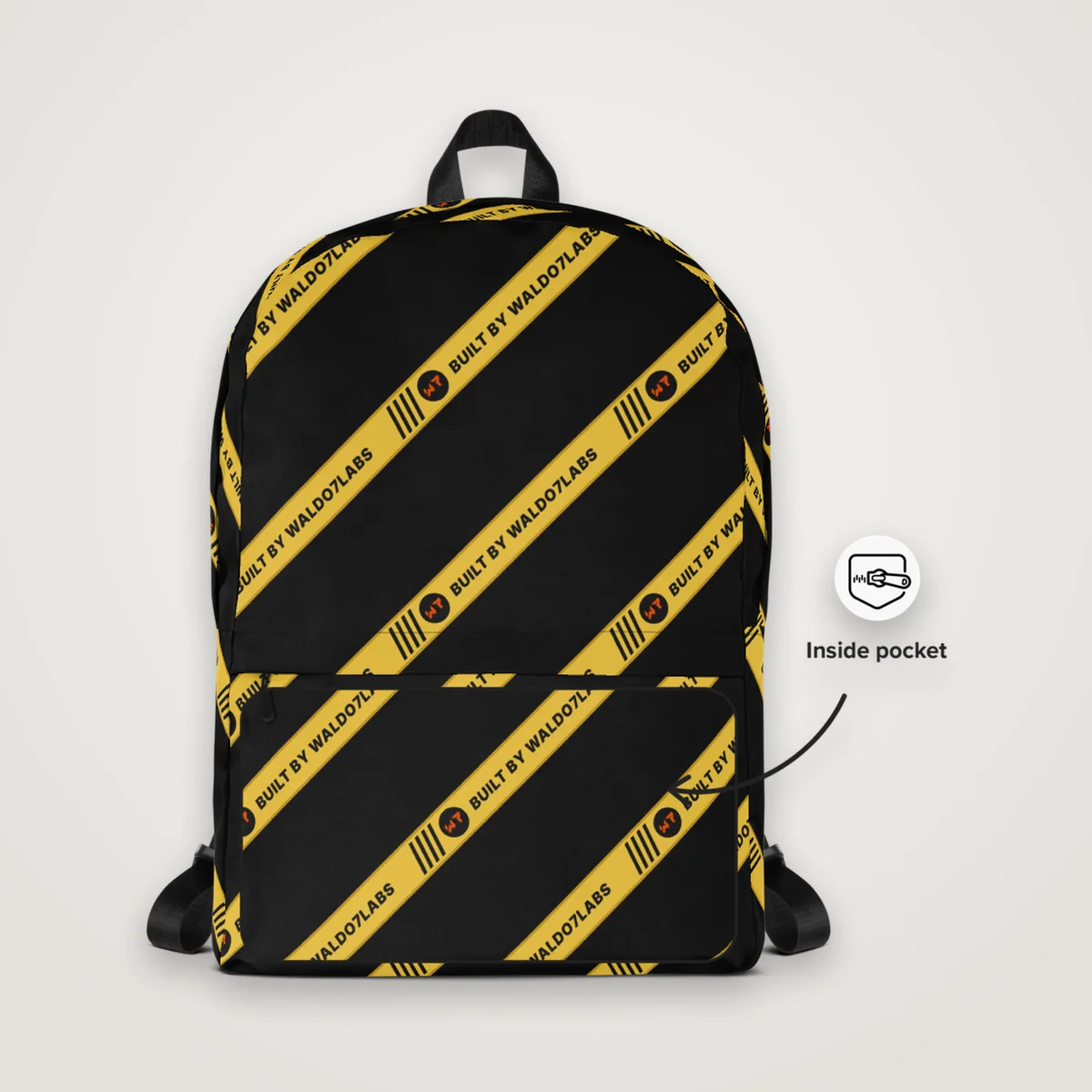 Caution Tape Backpack, White, front