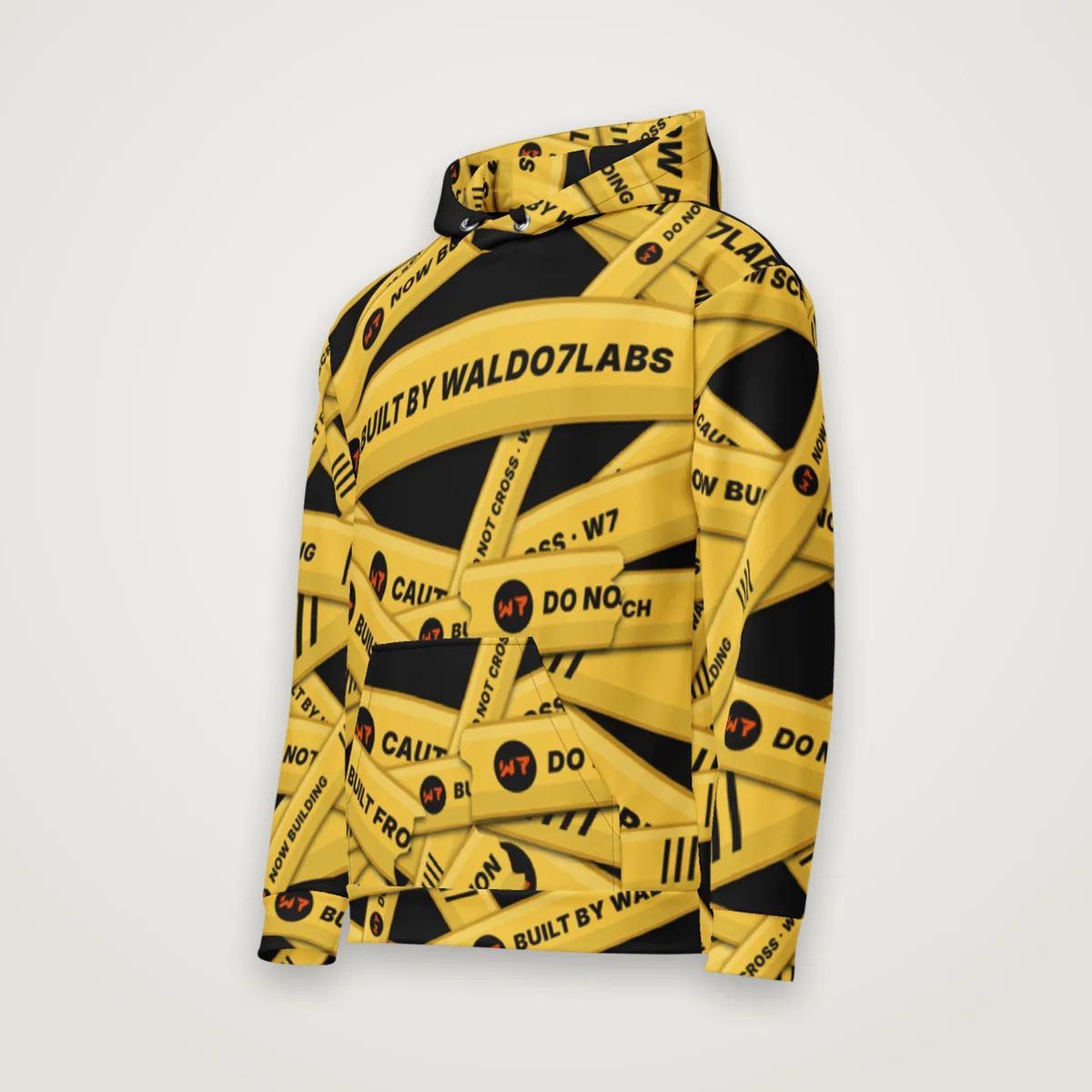 Caution Wrap Hoodie, White, side side