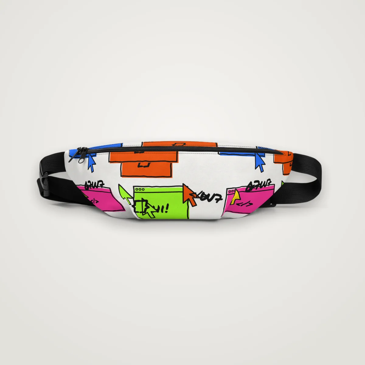 Marker Doodle Fanny Pack, White, front