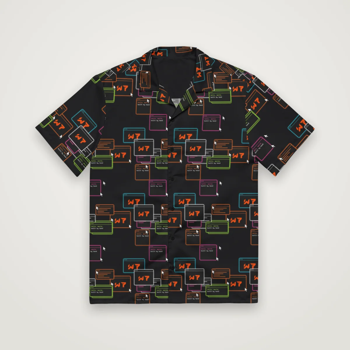 Neon Windows Button Up, White, front