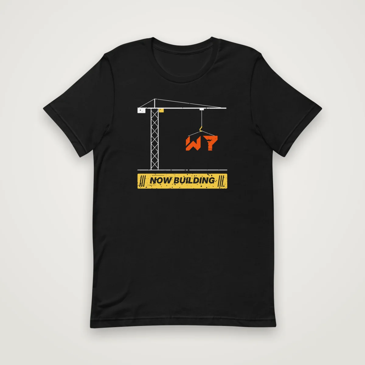 Now Building Tee, Worn In, Black, front