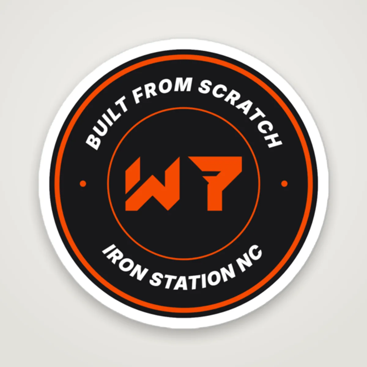 W7 Badge Sticker, White, front