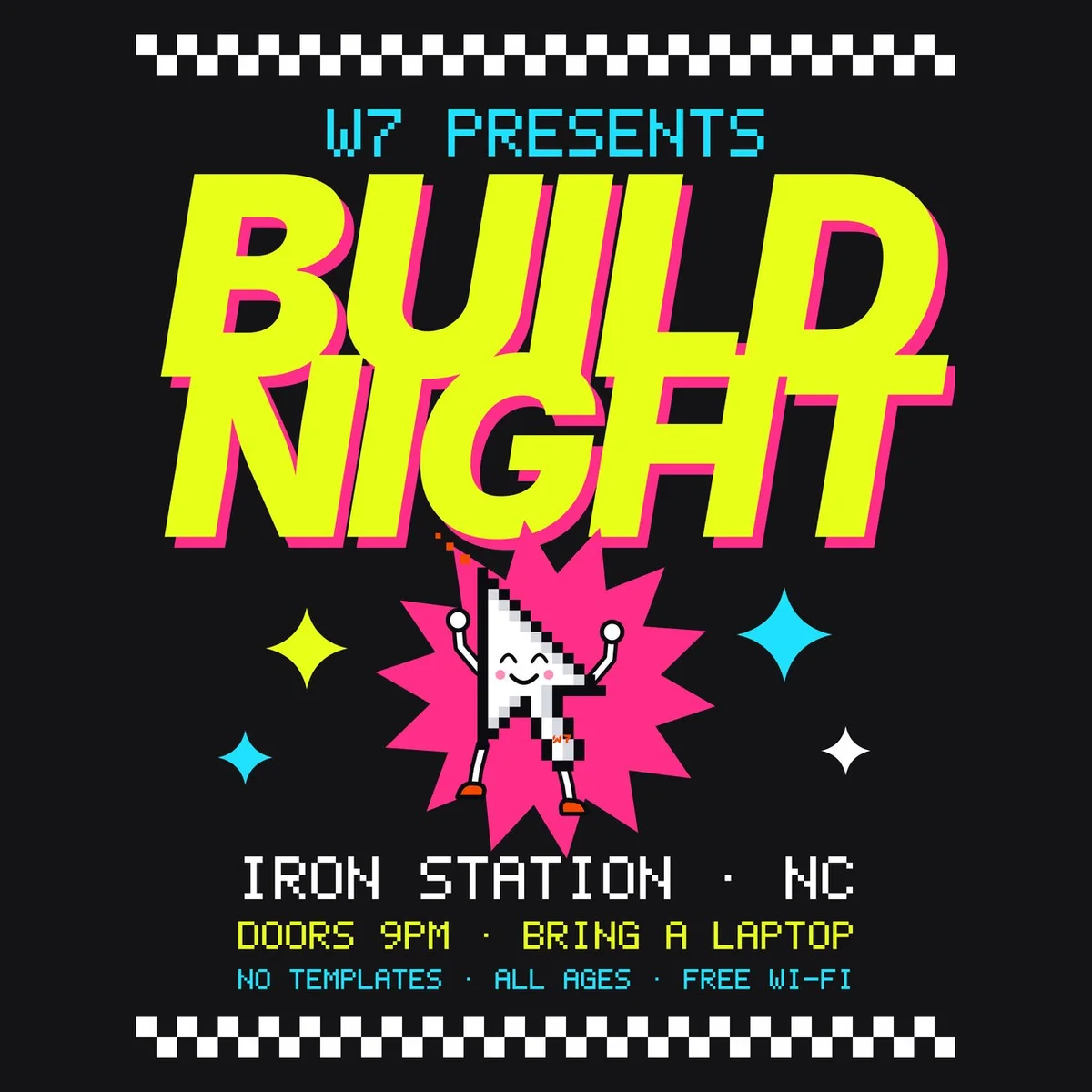 The Build Night Flyer Tee design on its own