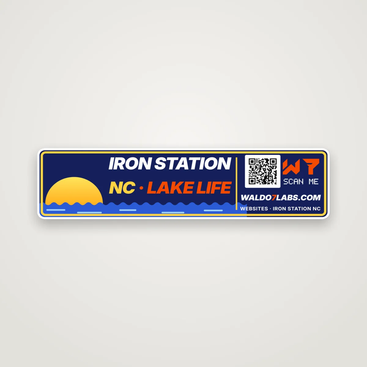 Iron Station NC Lake Life Bumper Sticker, White, front