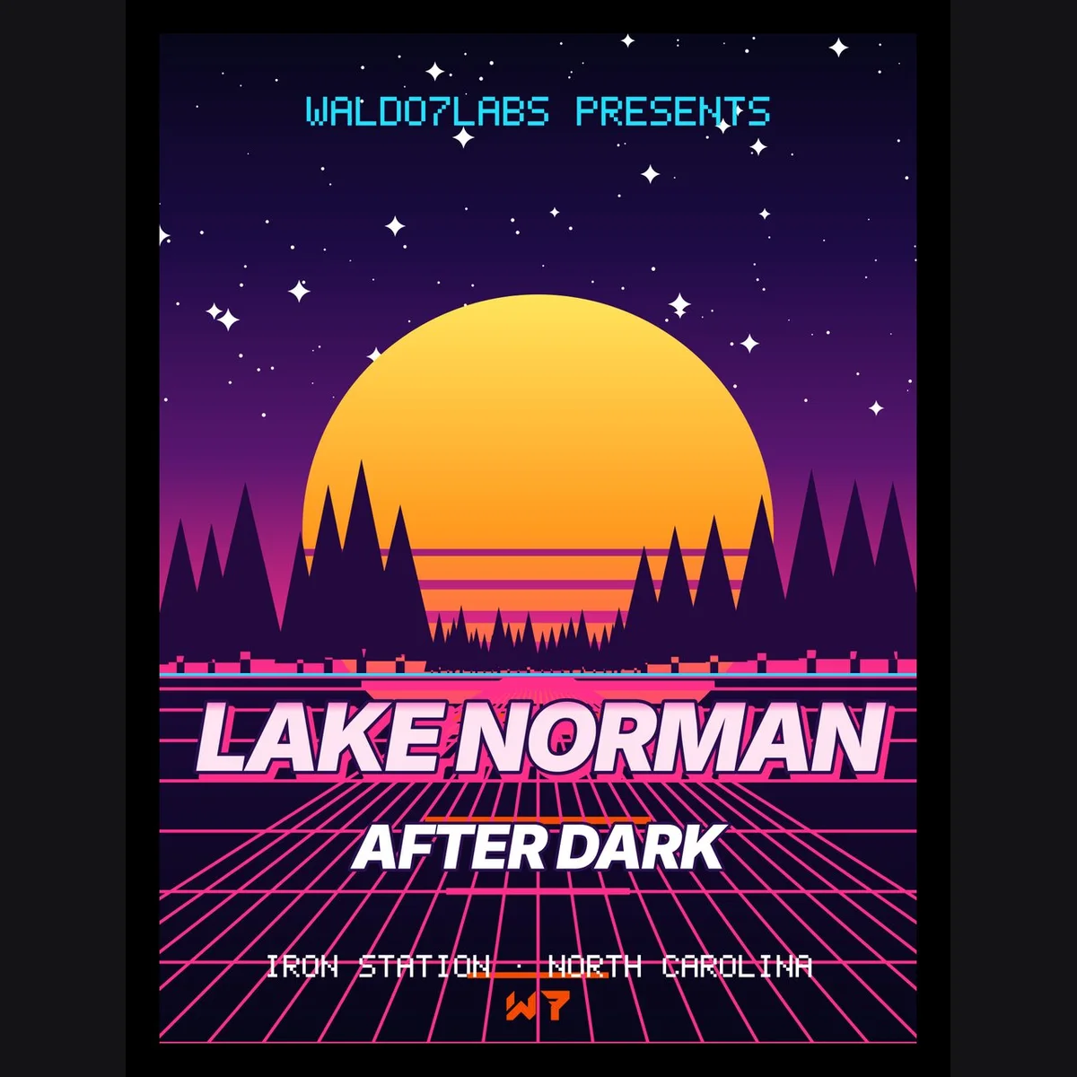 The Lake Norman Outrun Poster design on its own