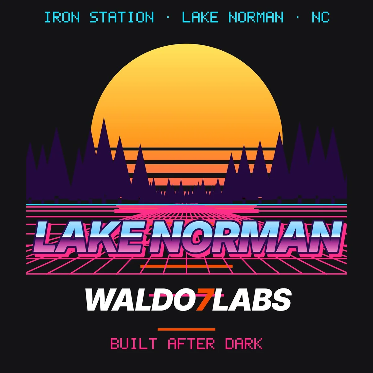 The Lake Norman Outrun Tee design on its own