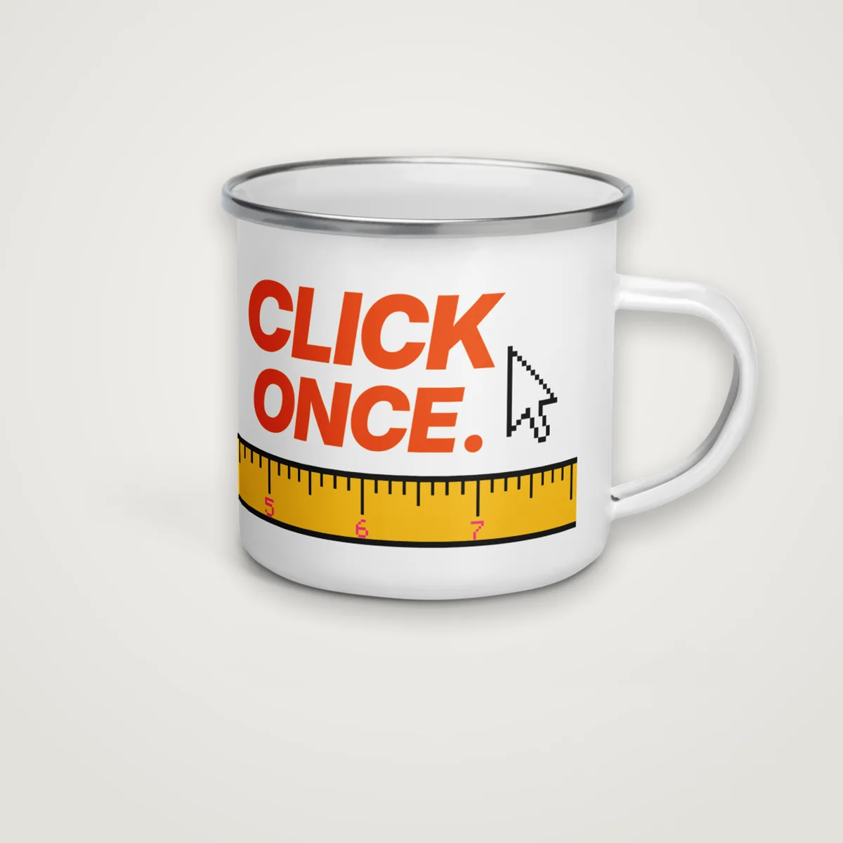 Measure Twice Camp Mug, White, right side