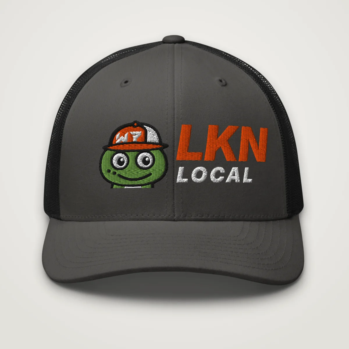 Normie Trucker Hat, Charcoal/ Black, front