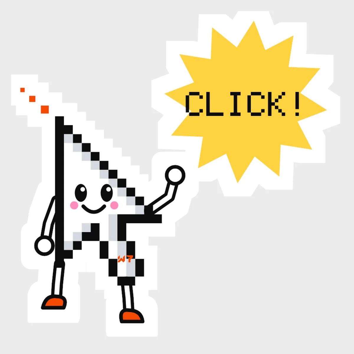 The Pixel Click Sticker design on its own