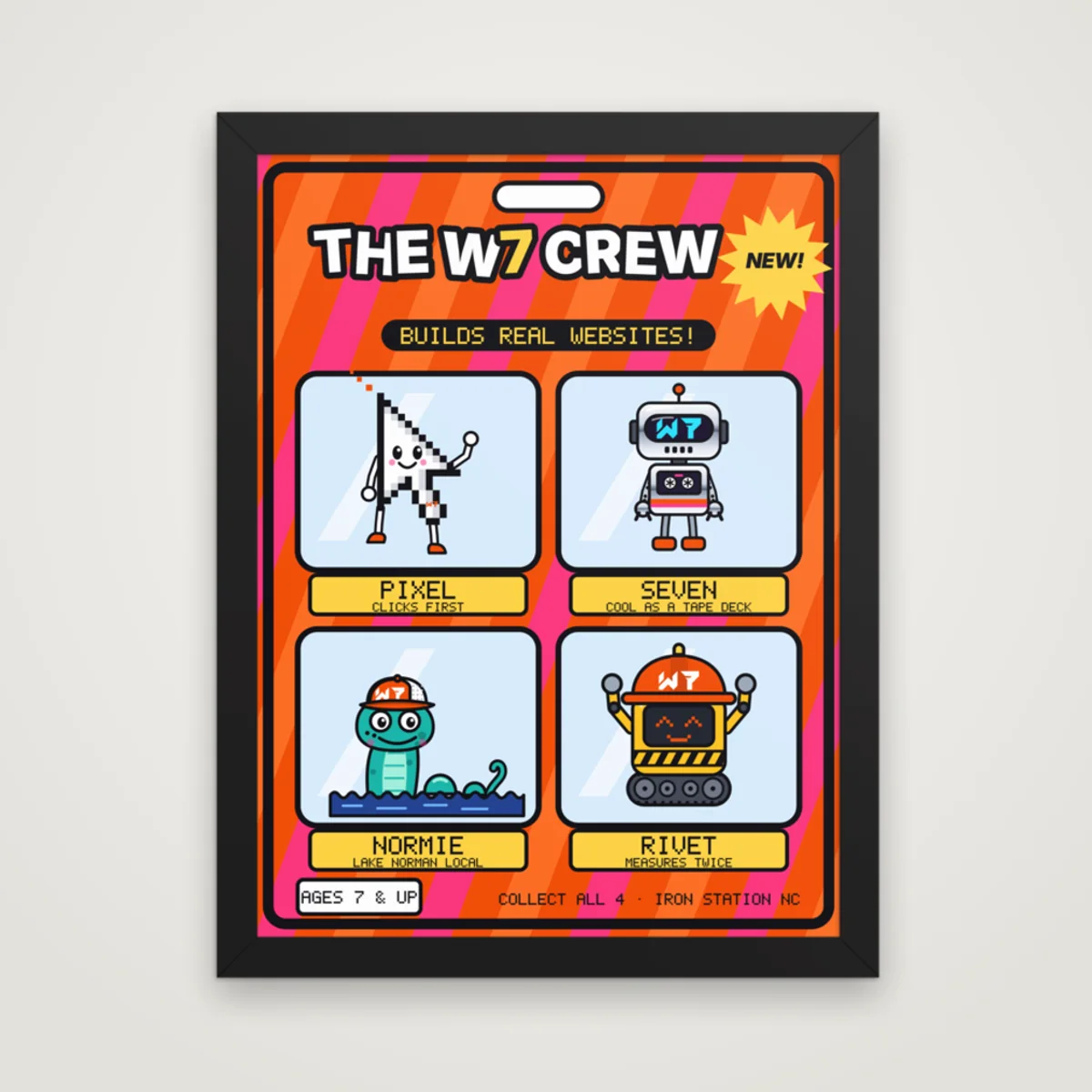 W7 Crew Action Figures Framed Poster, Black, front