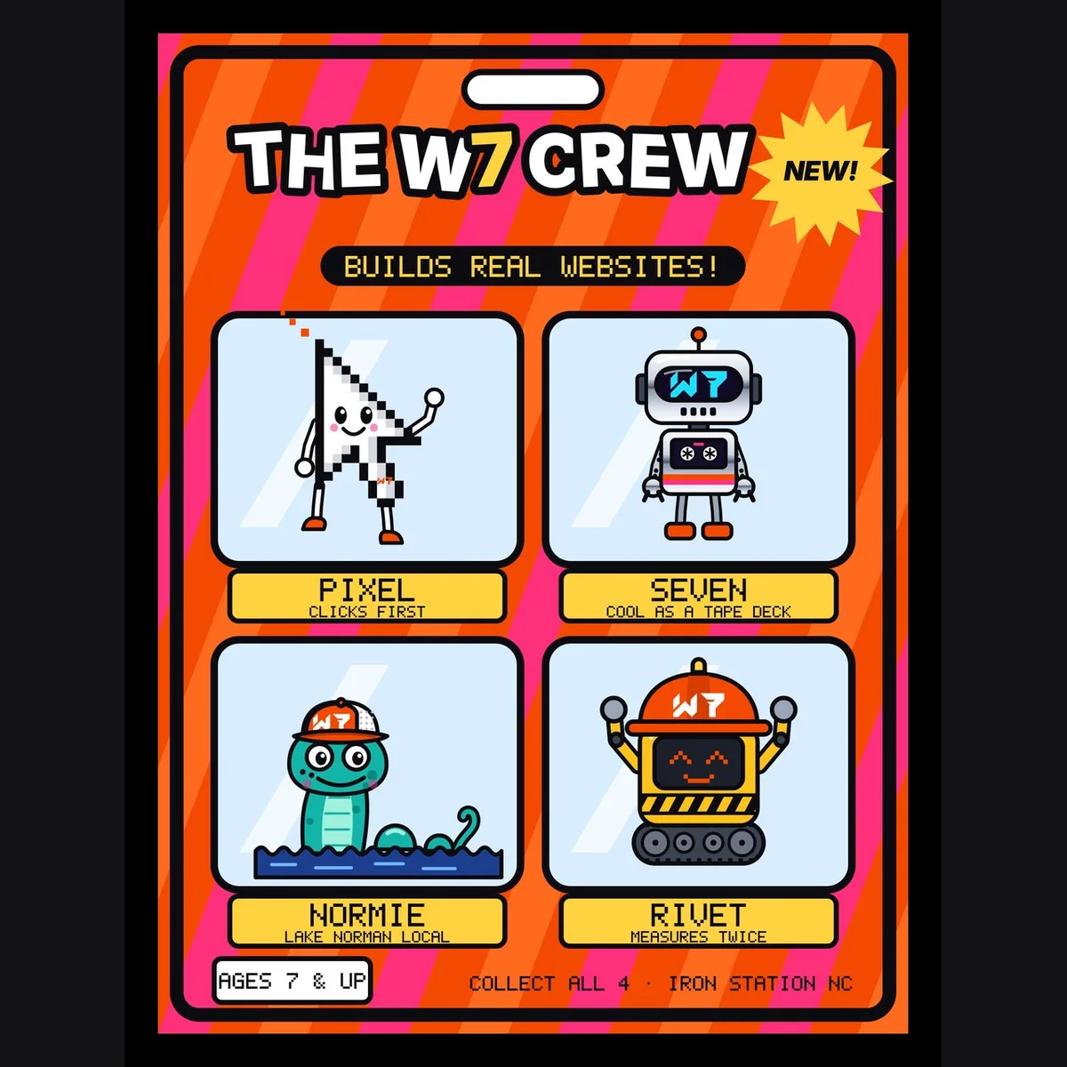 The W7 Crew Action Figures Framed Poster design on its own