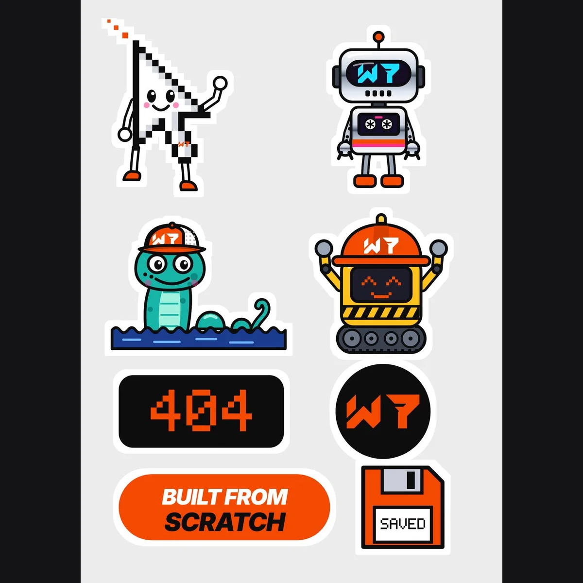 The W7 Crew Sticker Sheet design on its own
