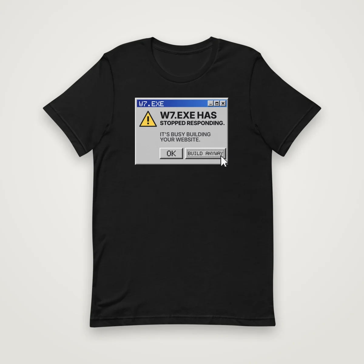 W7.EXE Tee, Black, front