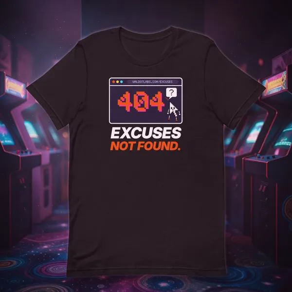 404: Excuses Not Found Tee t shirt in a styled photo