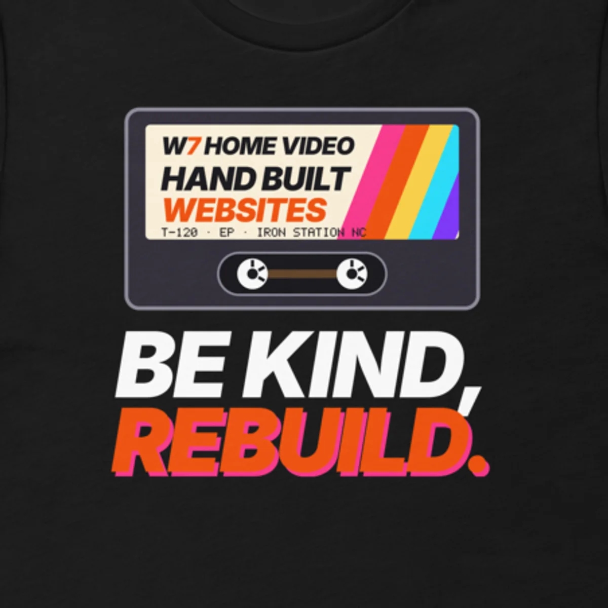 Close up of the Be Kind, Rebuild Tee design