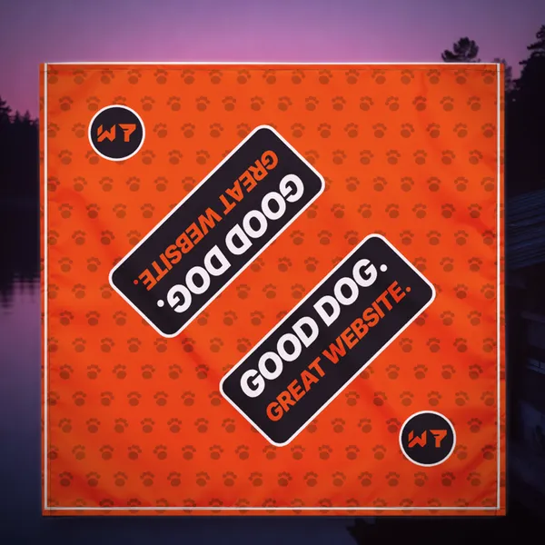 Good Dog Bandana pet bandana in a styled photo