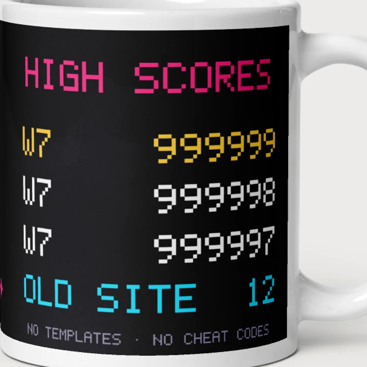 Close up of the High Scores Mug design