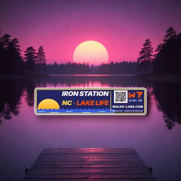 Iron Station NC Lake Life Bumper Sticker bumper sticker in a styled photo