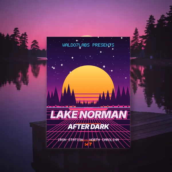 Lake Norman Outrun Poster poster in a styled photo