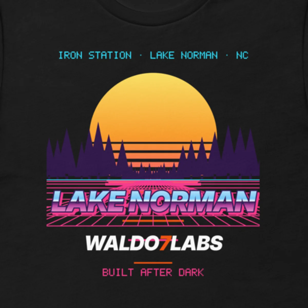 Close up of the Lake Norman Outrun Tee design