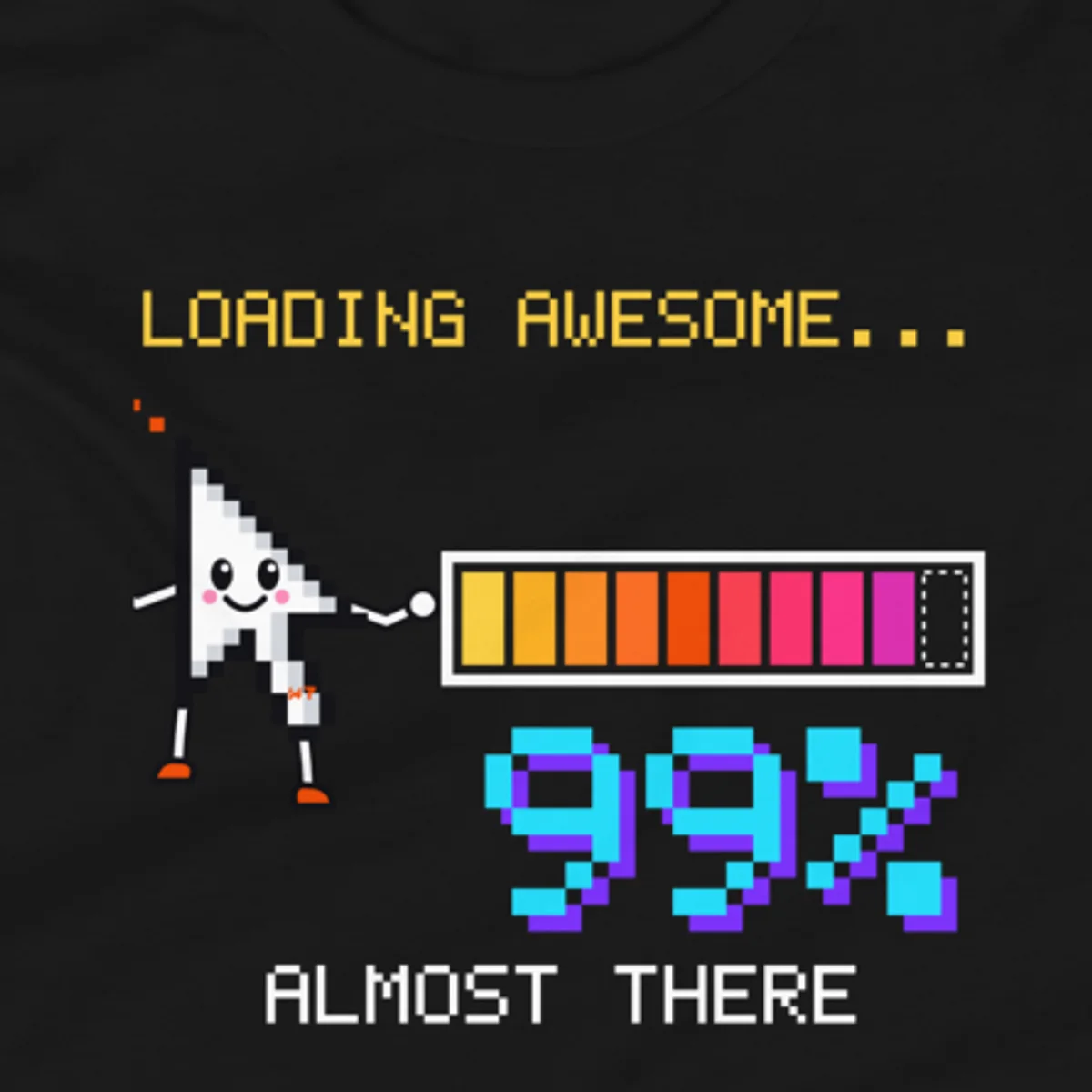 Close up of the Loading Awesome Kids Tee design