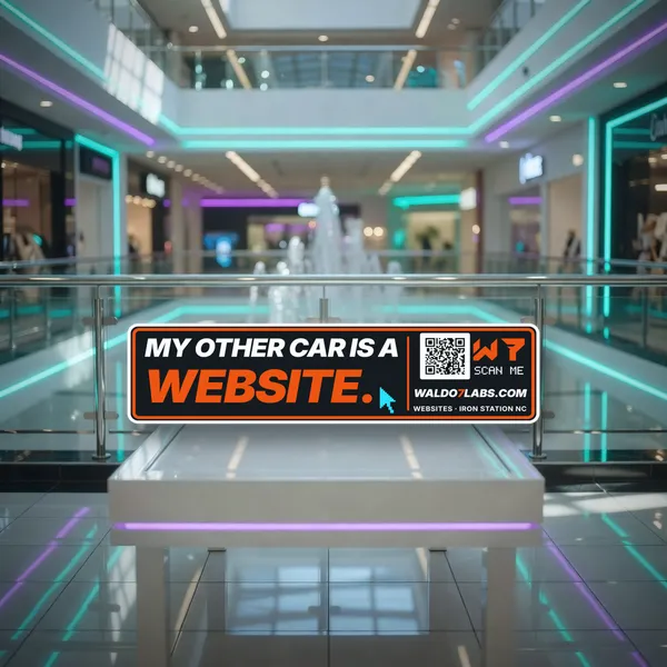 My Other Car Is A Website Bumper Sticker bumper sticker in a styled photo