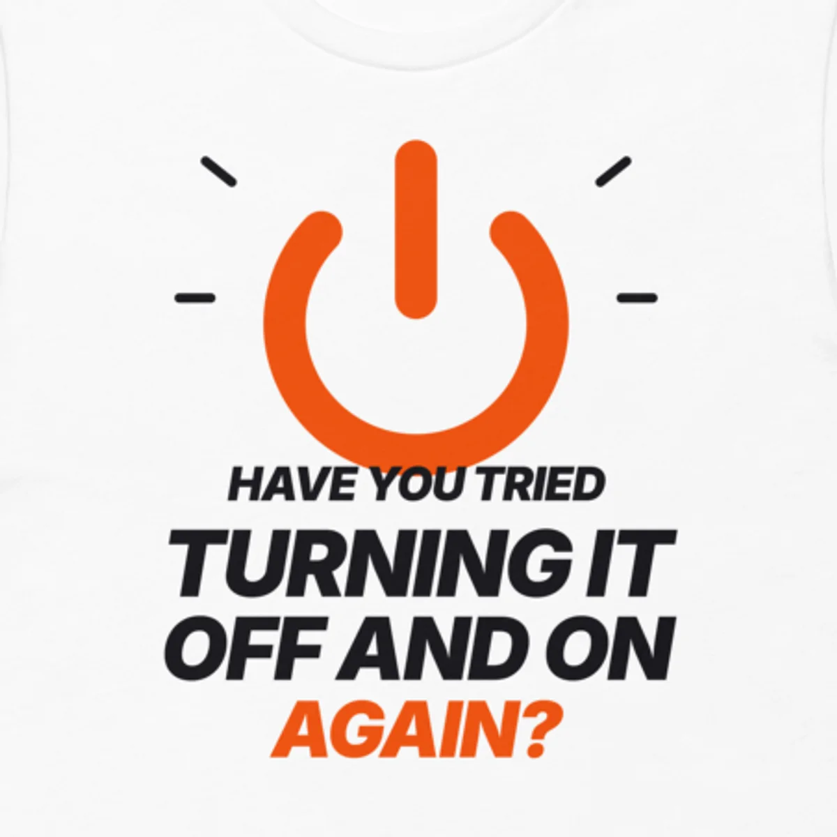 Close up of the Off And On Again Tee design