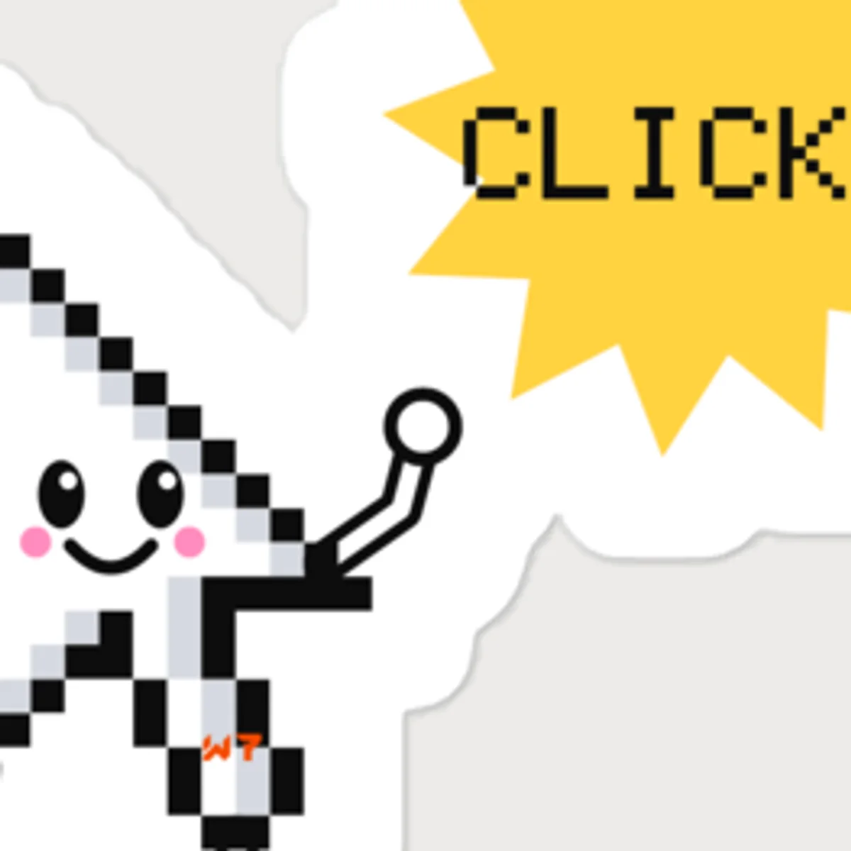 Close up of the Pixel Click Sticker design