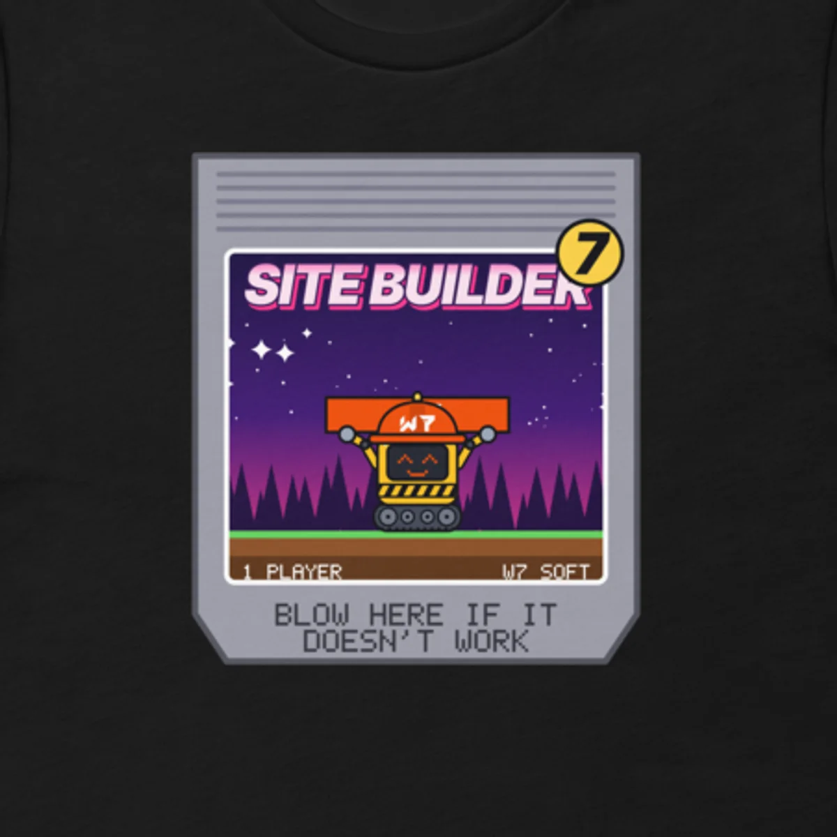 Close up of the Site Builder 7 Cartridge Tee design