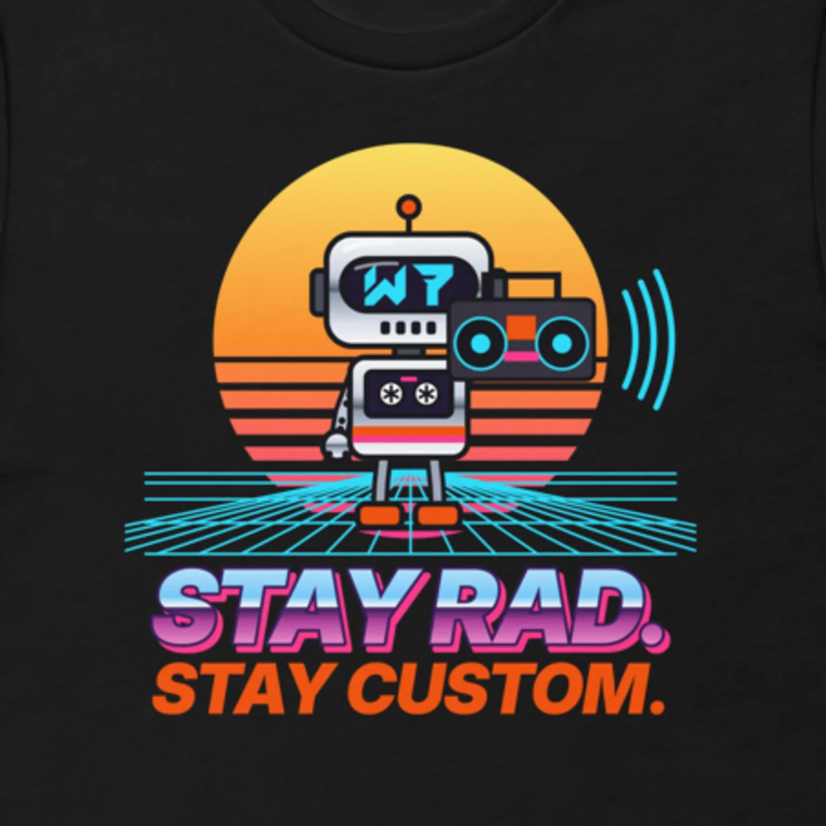 Close up of the Stay Rad Tee design