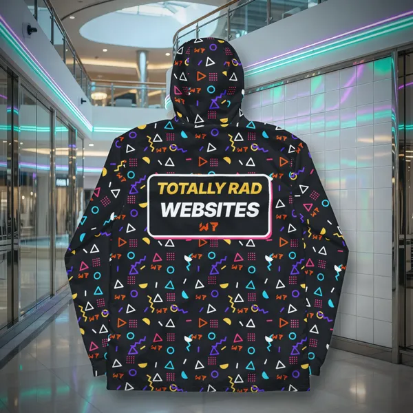 Totally Rad Windbreaker all over print windbreaker in a styled photo