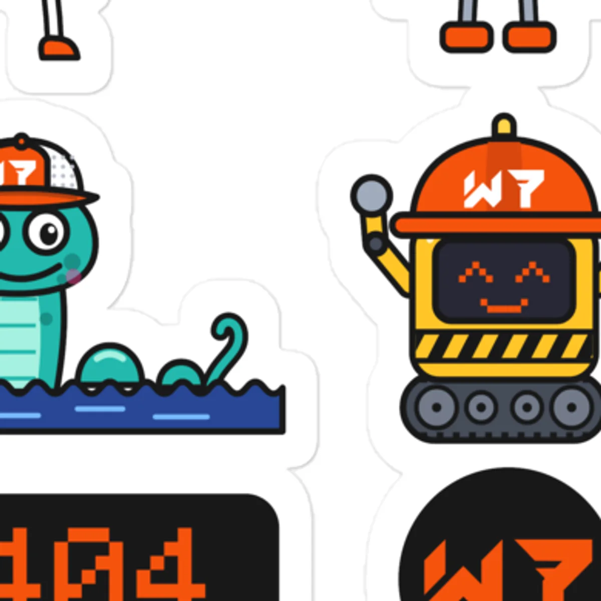 Close up of the W7 Crew Sticker Sheet design