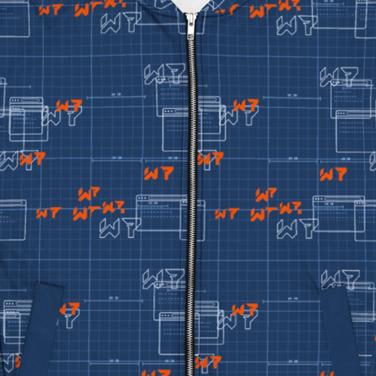 Close up of the Blueprint Bomber Jacket design