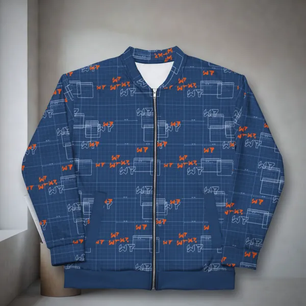 Blueprint Bomber Jacket all over print bomber in a styled photo