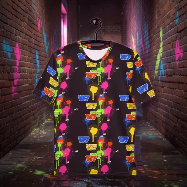 Drip Splatter Tee all over print tee in a styled photo