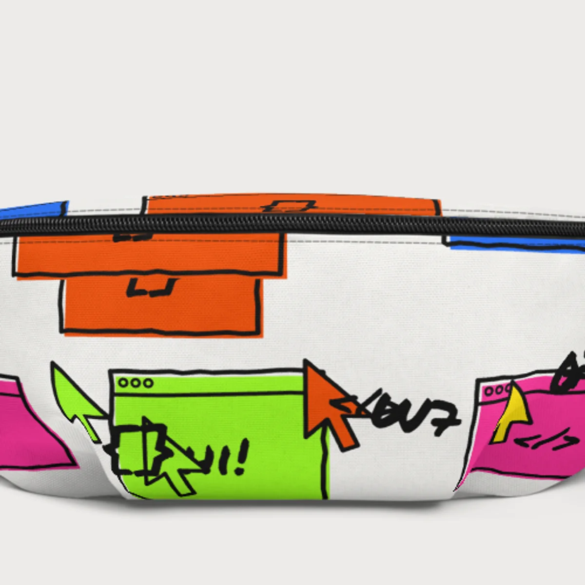 Close up of the Marker Doodle Fanny Pack design