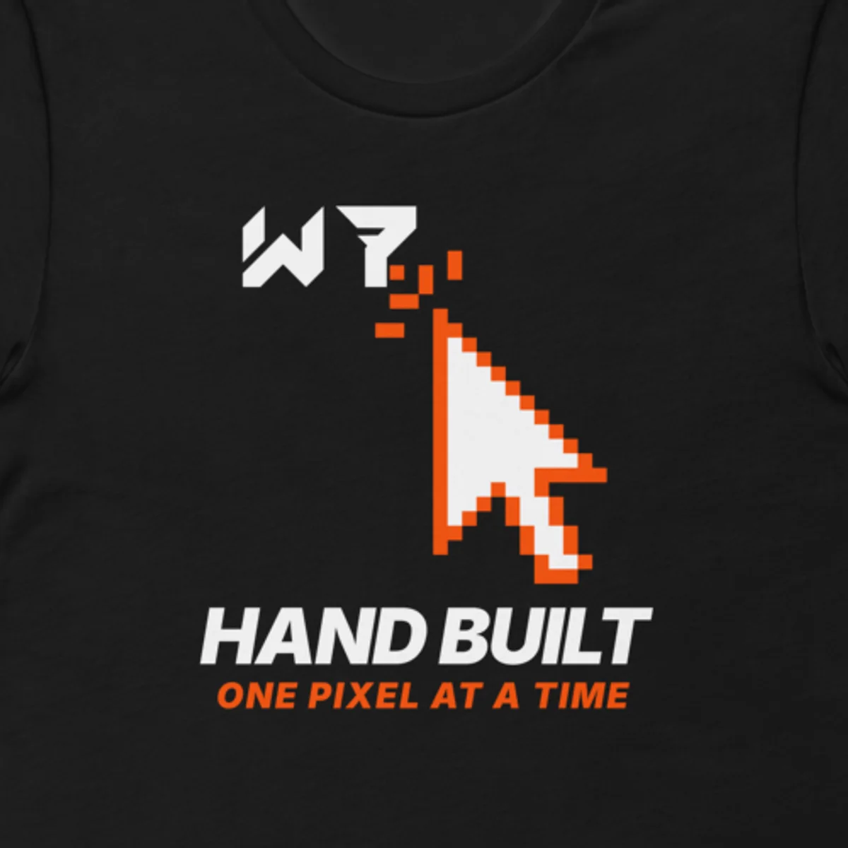 Close up of the Pixel Cursor Tee design