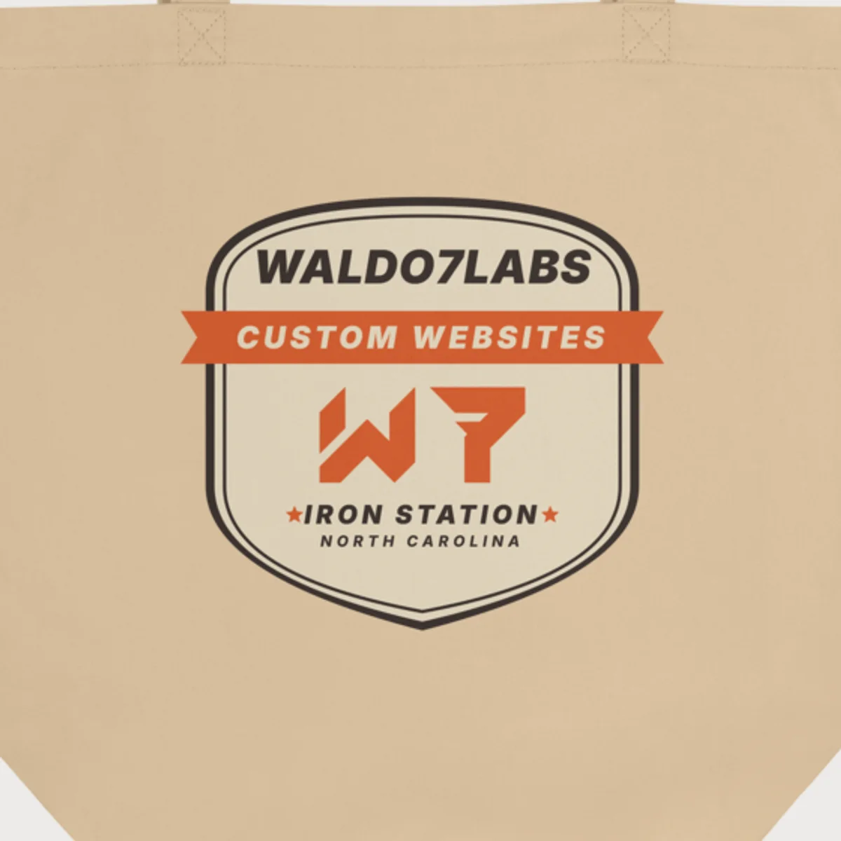Close up of the Retro Badge Tote design