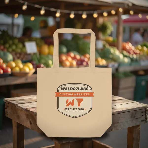 Retro Badge Tote tote bag in a styled photo