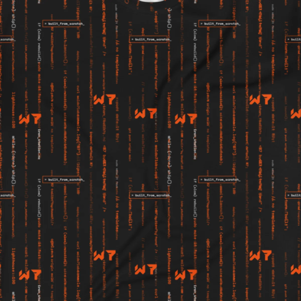Close up of the Terminal Code Rain Tee design
