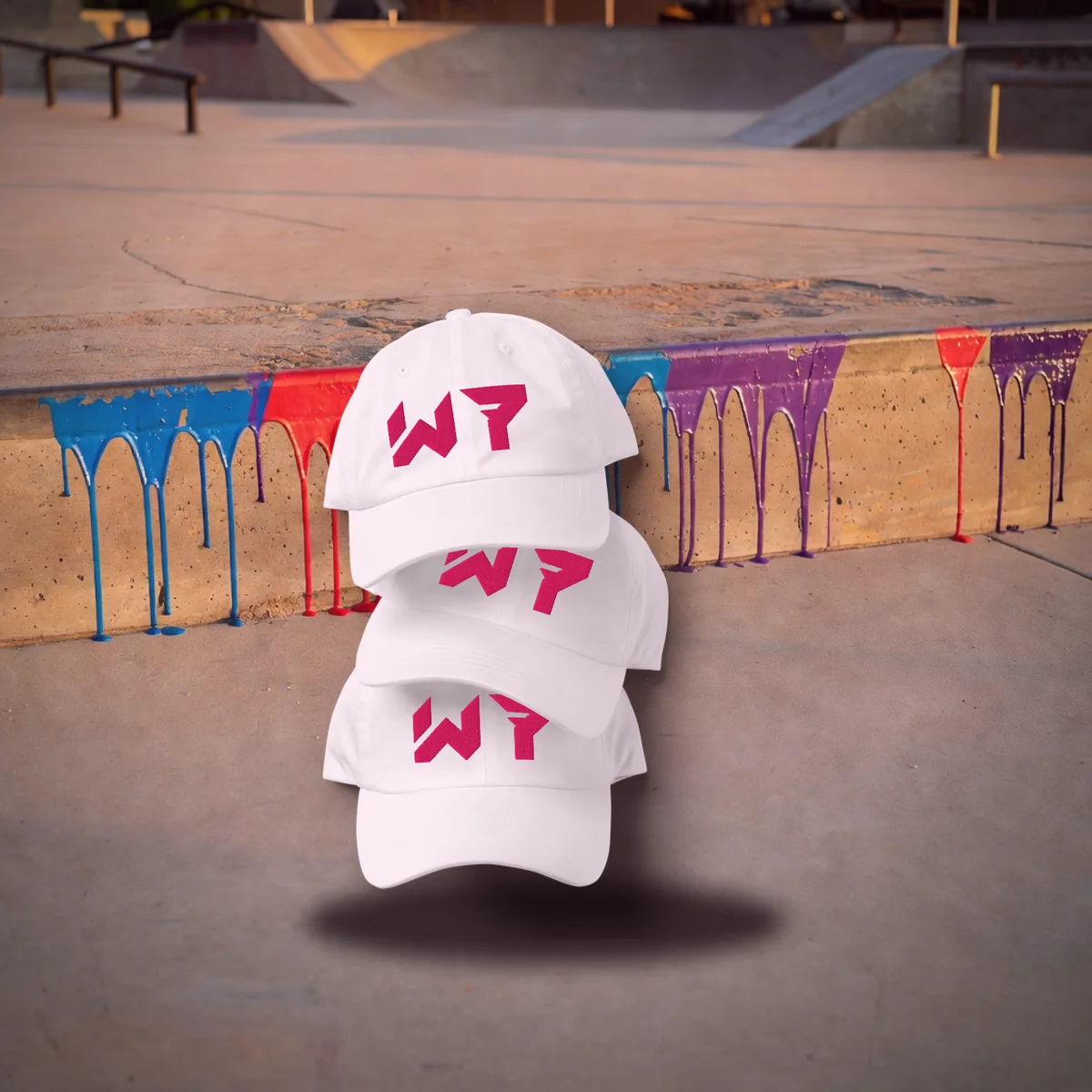 Spray Puff Hat dad hat in a styled photo