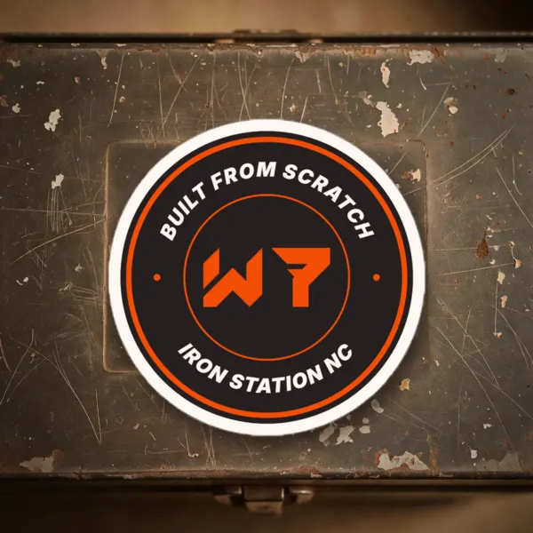 W7 Badge Sticker sticker in a styled photo