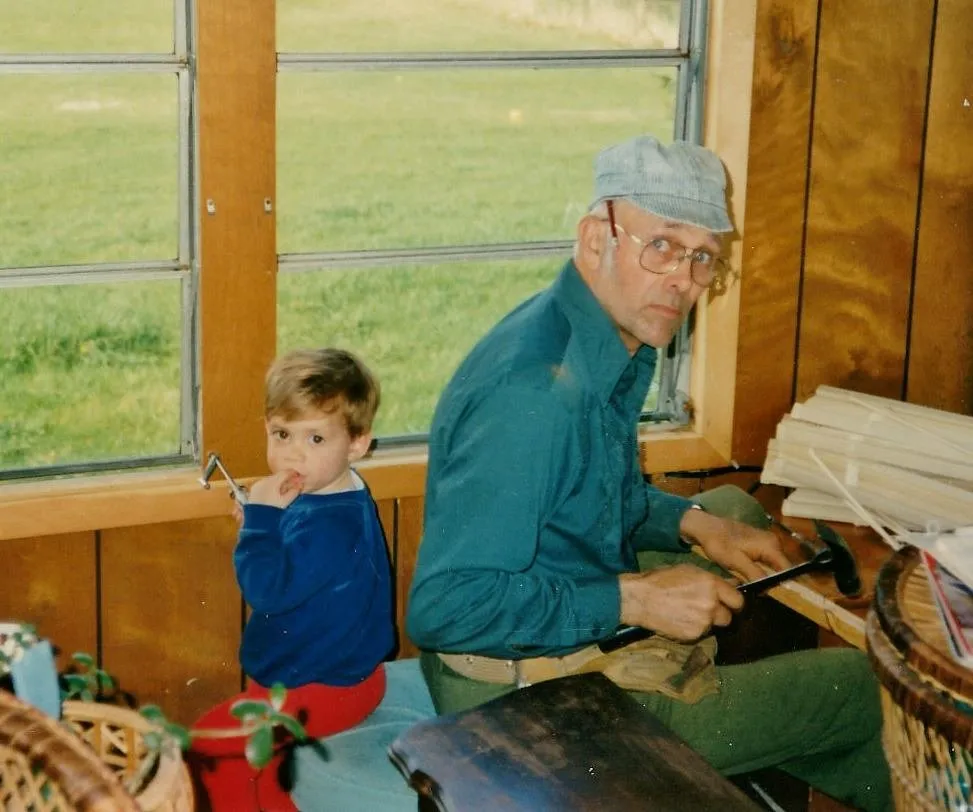 Jesse working with Grandpa Waldo